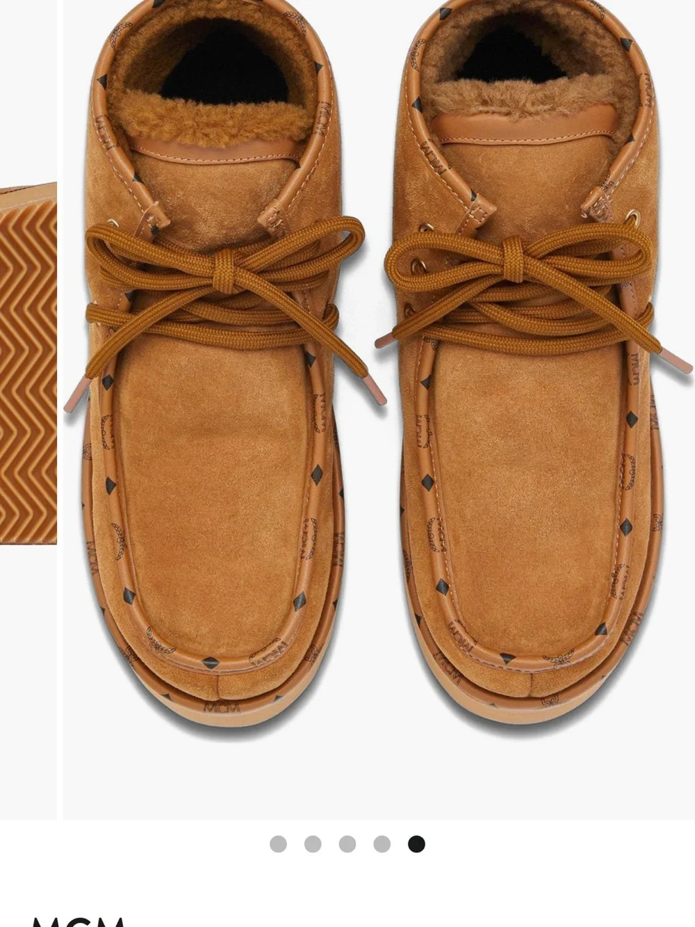 MCM Cognac Suede Platform Moccasin Boot